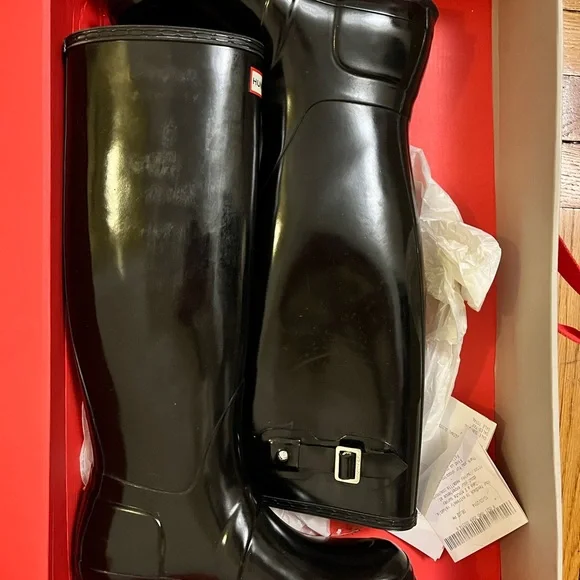Hunter Original Tall Gloss Rain boots size 8 black - Picture 2 of 8